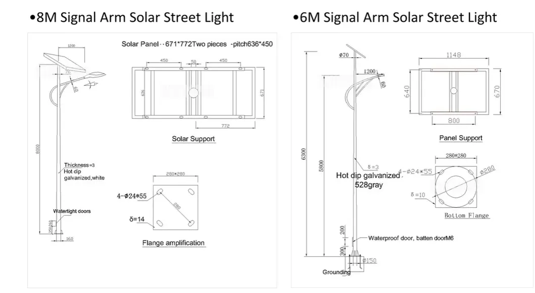 Bright LED Solar Street Lights for Eco-Friendly Outdoor Spacese and Road Lighting