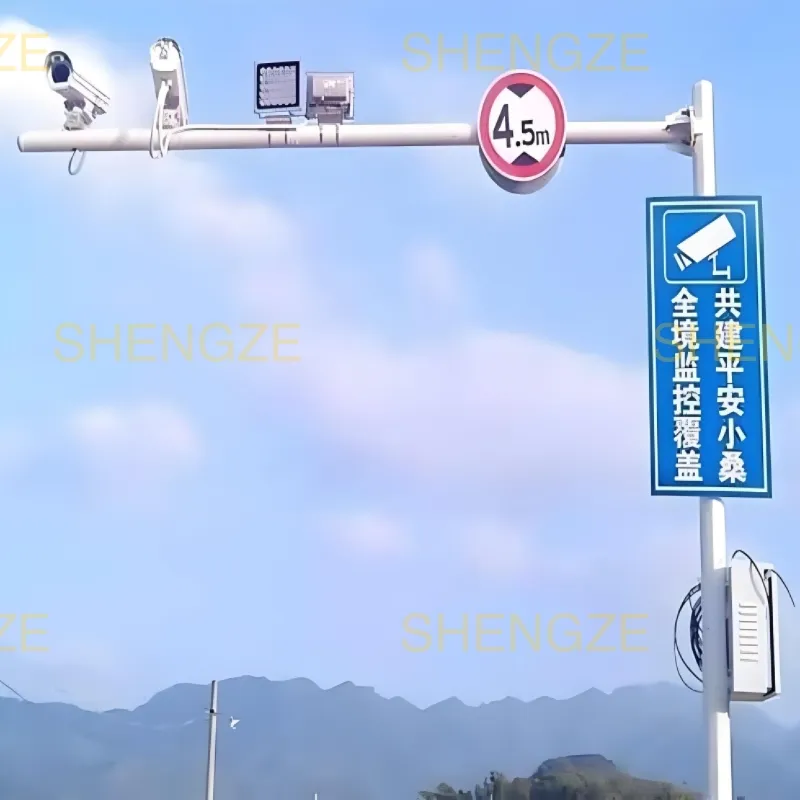 L-Type Single-Arm Octagonal Capture Monitoring Pole Hot-DIP Galvanized