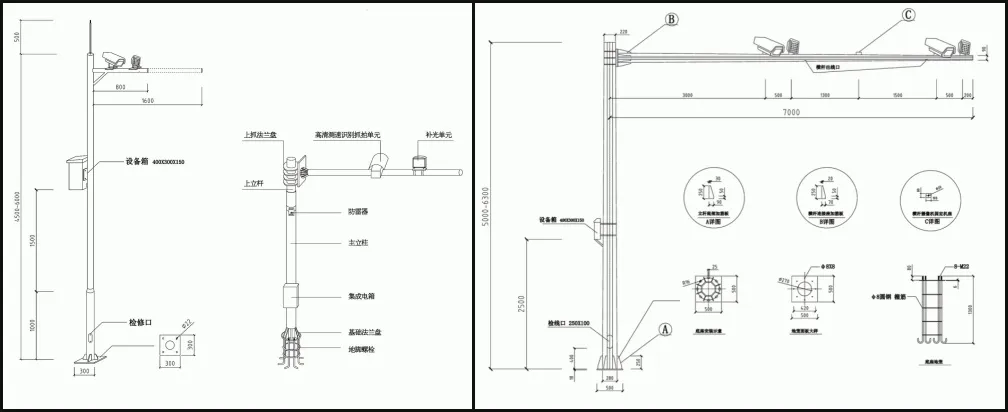 L-Type Single-Arm Octagonal Capture Monitoring Pole Hot-DIP Galvanized