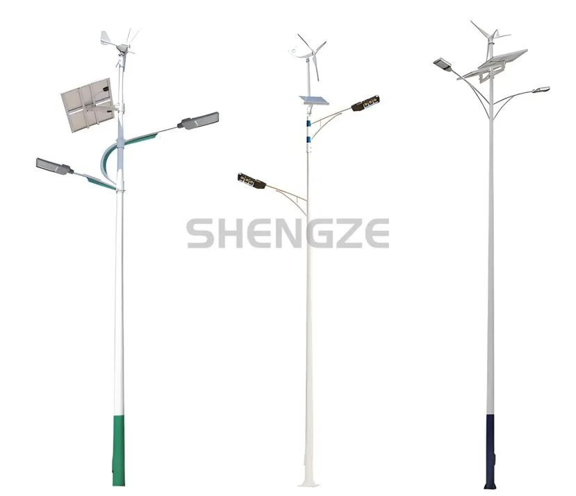 Eco-Friendly Dual Head Street Lights with Wind Turbines and Solar Panels
